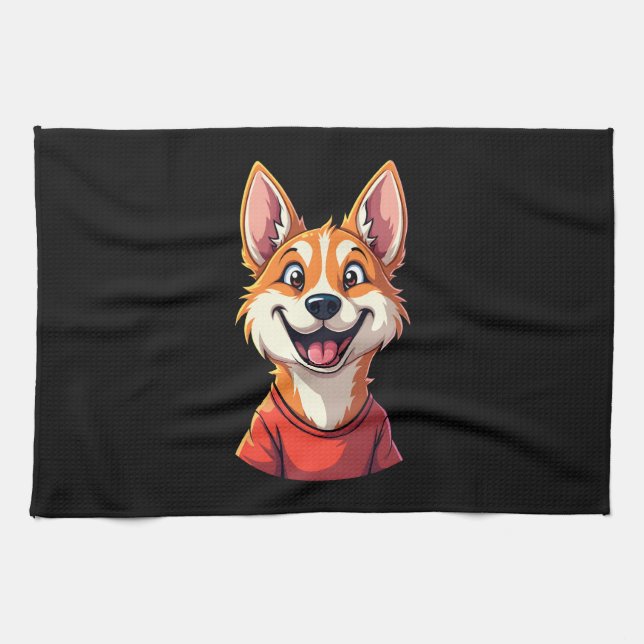 Happy Australian Cattle Dog Tank Top Tea Towel (Horizontal)