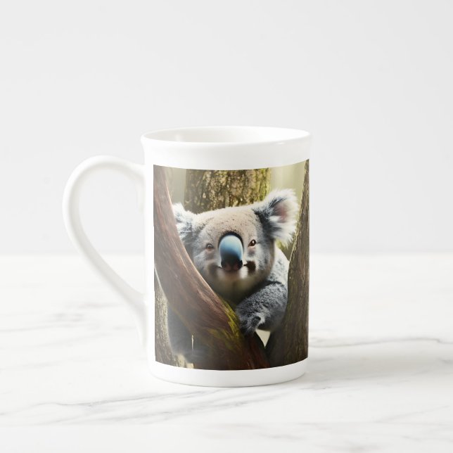 Happy Australian Koala Bear In Tree Bone China Mug (Left)