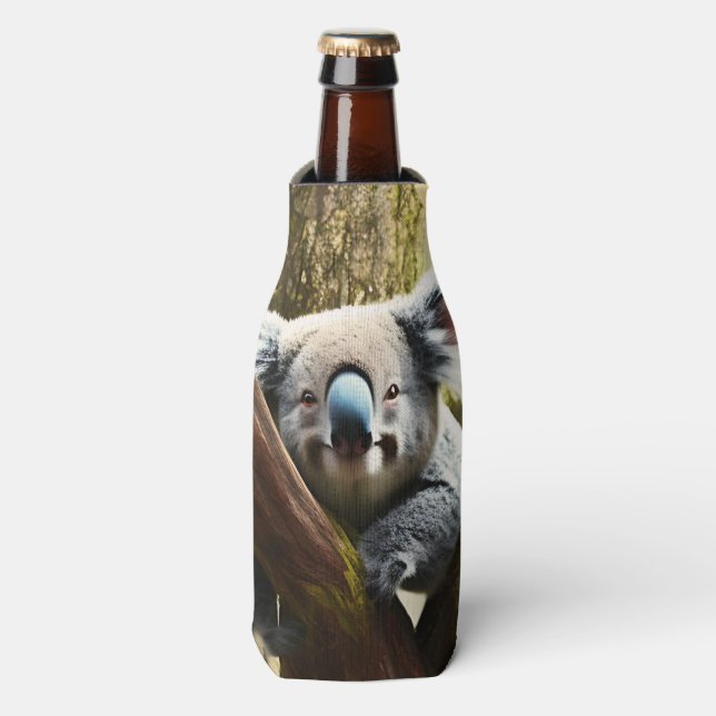 Happy Australian Koala Bear In Tree, Bottle Cooler (Bottle Front)