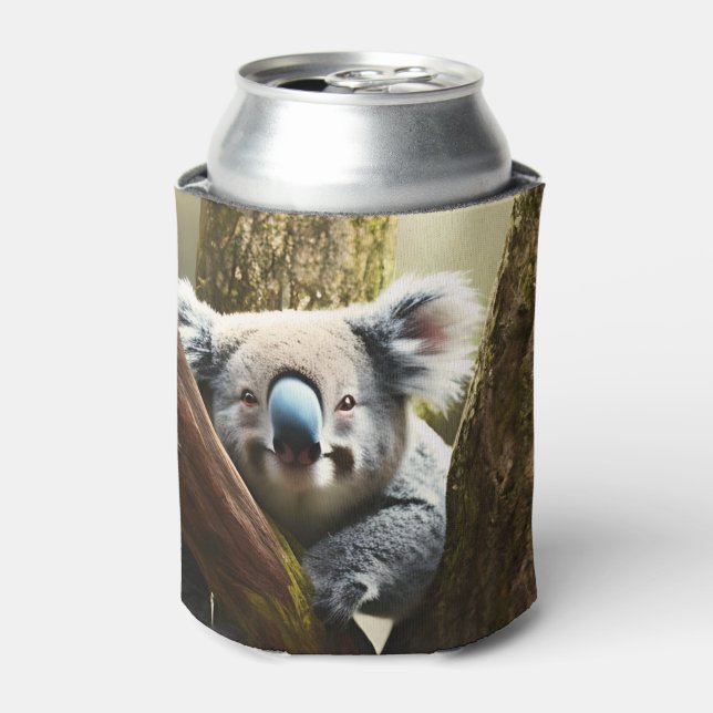 Happy Australian Koala Bear In Tree, Can Cooler (Can Front)
