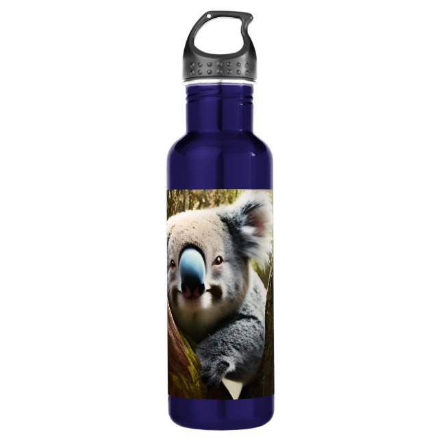 Happy Australian Koala Bear In Tree, Water Bottle (Front)