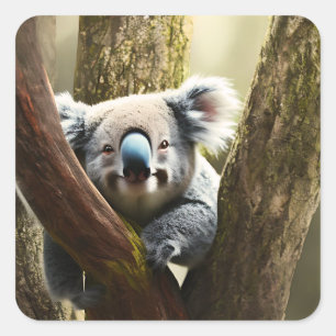 Happy Australian Koala In Tree, Stickers