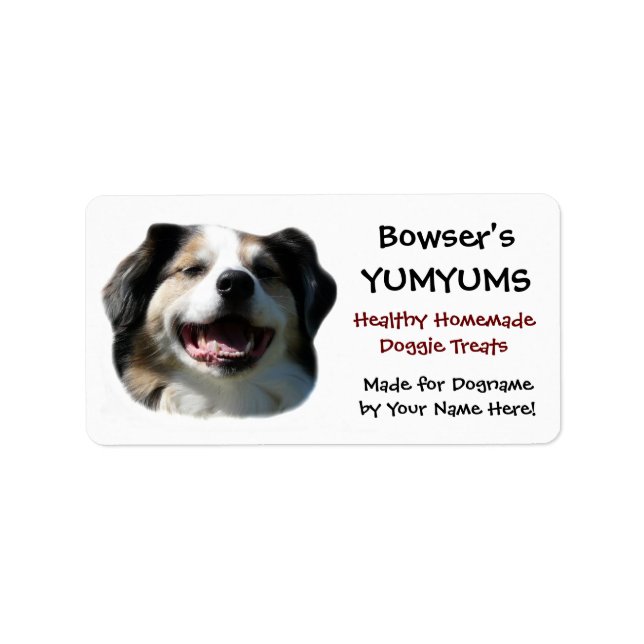 Happy Australian Shepherd custom  Dog Treats Label (Front)