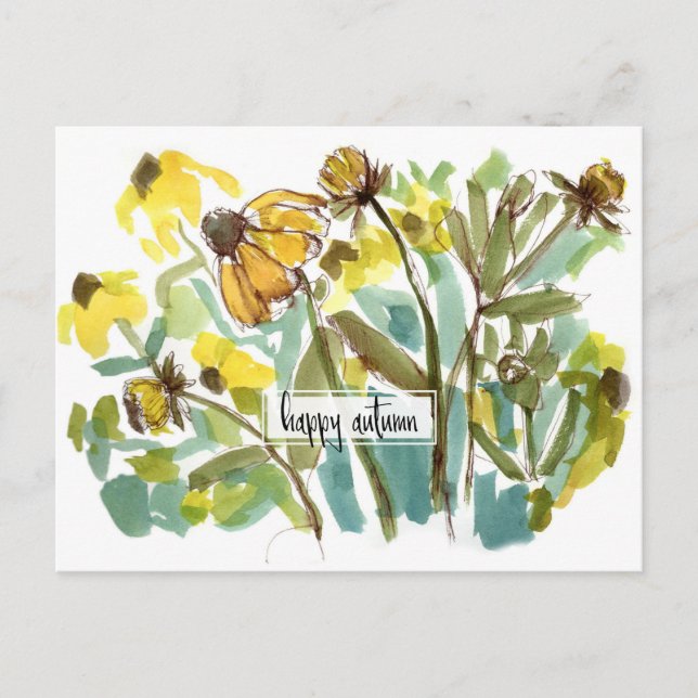 Happy Autumn Black Eye Susan Wildflowers Postcard (Front)