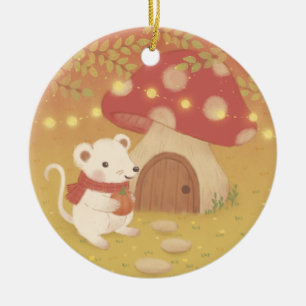 Happy Autumn Days with Mouse Ceramic Tree Decoration