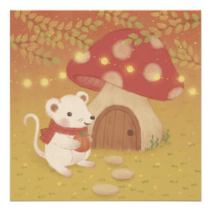 Happy Autumn Days with Mouse Poster