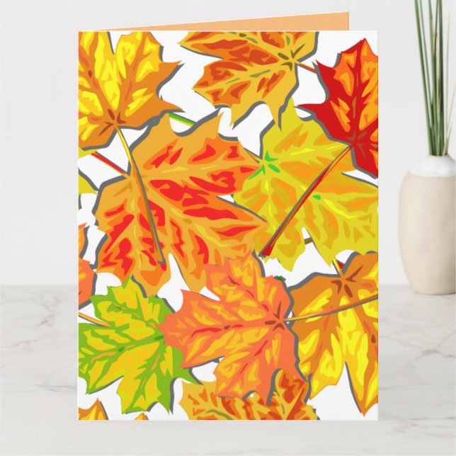 HAPPY AUTUMN FALL LEAVES GREETING CARD (Front)