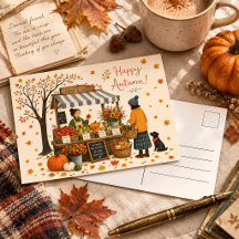 Happy Autumn Farmers Market Vintage Fall Greeting