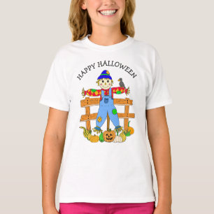 Happy Autumn Halloween Scarecrow and Pumpkins T-Shirt