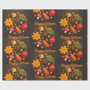 Happy Autumn Mushroom & Harvest Foliage Paper