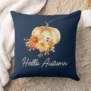 happy autumn navy blue thanksgiving fall cushion