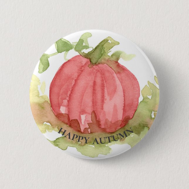 Happy Autumn Pink Pumpkin Halloween 6 Cm Round Badge (Front)