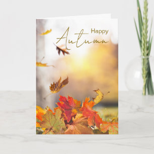 Happy Autumn Season with Fall Leaves Card