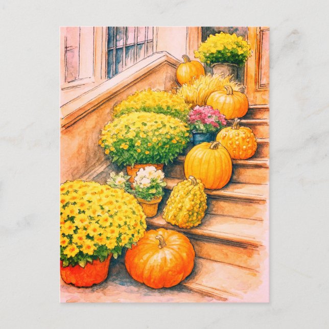 Happy Autumn Thanksgiving Pumpkin Postcard (Front)