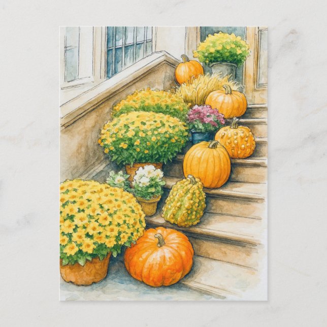 Happy Autumn Thanksgiving Pumpkin Postcard (Front)