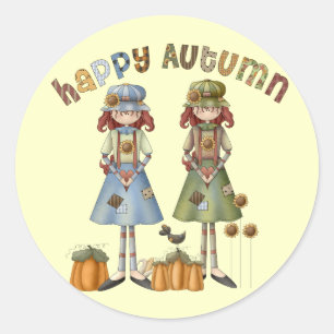 Happy Autumn Thanksgiving Round Stickers