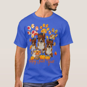 Happy Autumn Yall Thanksgiving Three Corgis Fall D T-Shirt