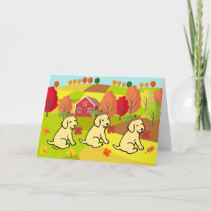 Happy Autumn Yellow Labrador Retriever Smiling Card