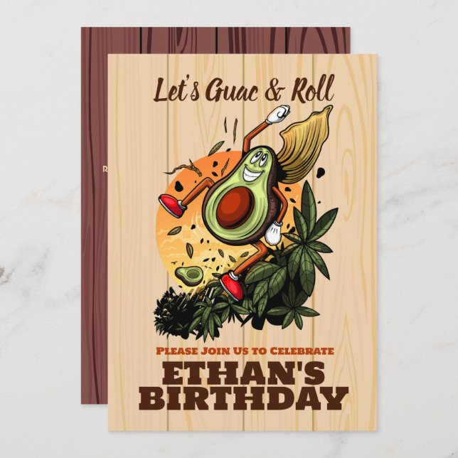 Happy Avocado Birthday – Cute Smiling Avocado  Invitation (Front/Back)