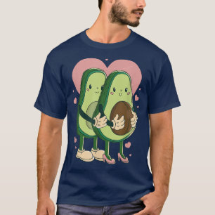 Happy Avocado Couple Food Berry Love Heart T-Shirt