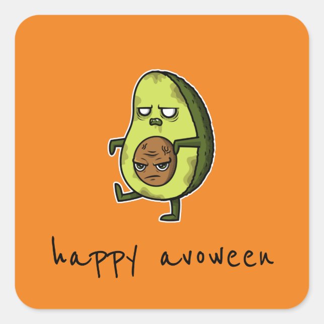 Happy Avoween - Funny Avocado Halloween Sticker (Front)