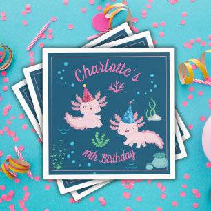 Happy Axolotl Birthday Party Napkin