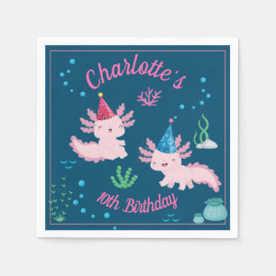 Happy Axolotl Birthday Party Napkin