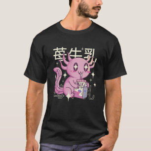 Happy Axolotl With Strawberry Milk Japan Style Ota T-Shirt