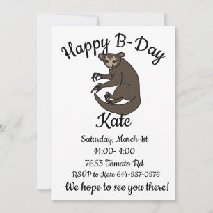Happy B-day Aye aye Lemur Invitation