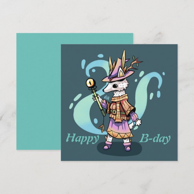 Happy B-day card fantasy wool (Front/Back)