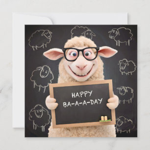 Happy Baaaday Funny Sheep Flat Greeting Card