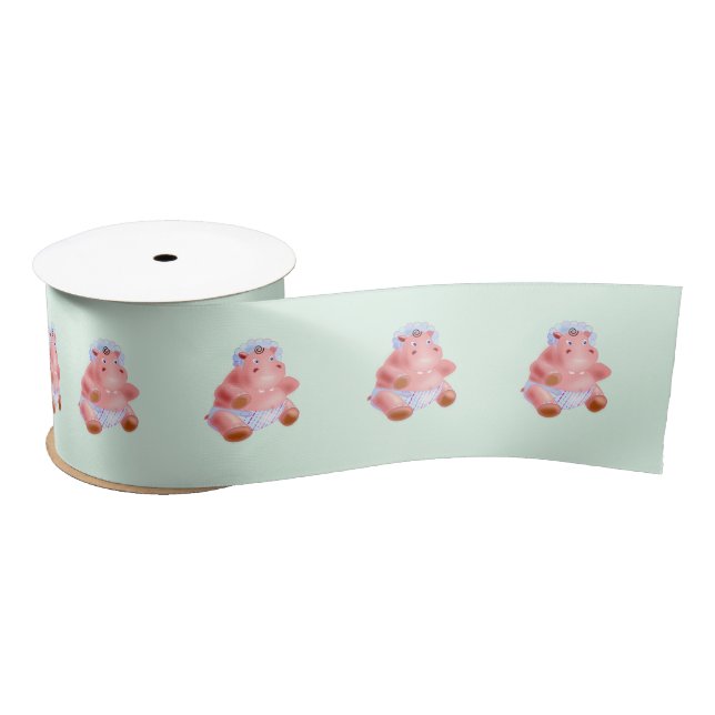 Happy Baby Hippo Satin Ribbon (Spool)