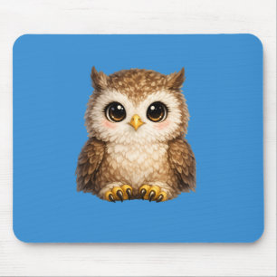 Happy Baby Owl Cartoon Art for Kids and Cosy Gifts Mouse Mat