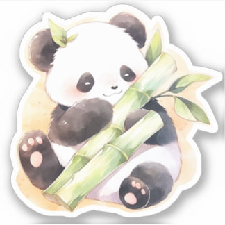 Happy Baby Panda With Bamboo