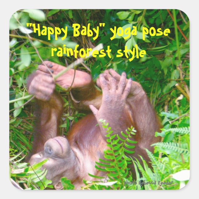 Happy Baby Rainforest Yoga Square Sticker (Front)