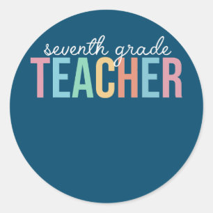 Happy Back To School Day 7th Seventh Grade Classic Round Sticker