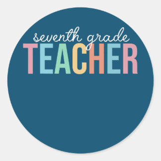 Happy Back To School Day 7th Seventh Grade Classic Round Sticker