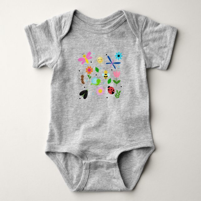 Happy Backyard Critters Baby Bodysuit (Front)