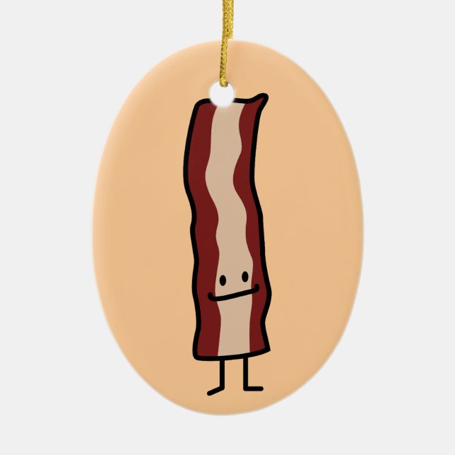 Happy Bacon Smirk Classic Design Ceramic Tree Decoration (Front)