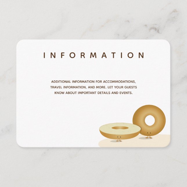 Happy Bagel Wedding White Brown Cream Info Enclosure Card (Front)