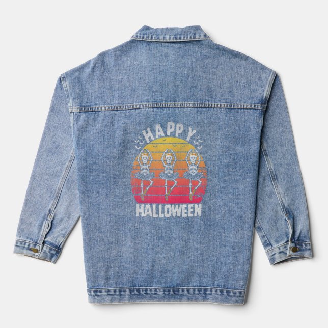 Happy Balletween Skeleton Ballerina Dancing Skelet Denim Jacket (Back)