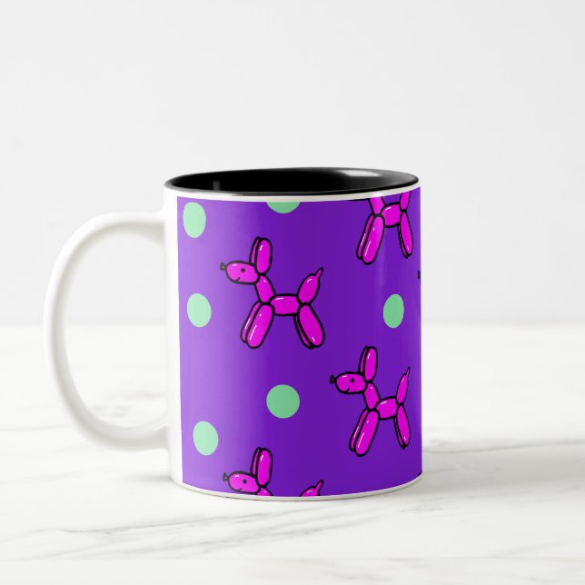 Happy Balloon Dogs Two-Tone Coffee Mug (Left)