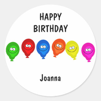 Happy Balloons, HAPPYBIRTHDAY, Classic Round Sticker