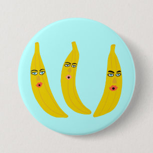 Happy Banana Trio Whimsical 7.5 Cm Round Badge