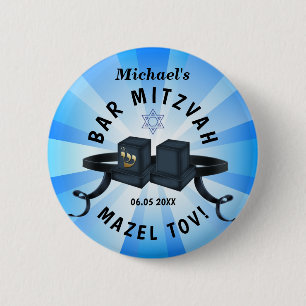 Happy Bar Mitzvah 20XX BlueDecorative 6 Cm Round Badge