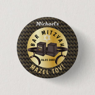 Happy Bar Mitzvah 20XX Gold Decorative  3 Cm Round Badge