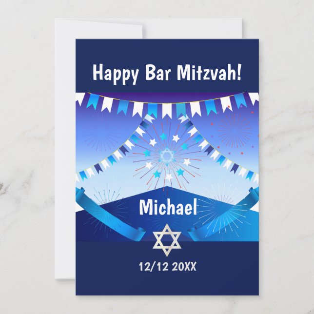 Happy Bar Mitzvah 20XX Invitation (Front)