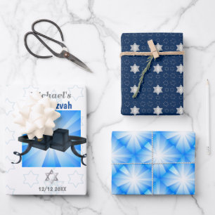 Happy Bar Mitzvah 20XX Tefillin Modern Personalise Wrapping Paper Sheet