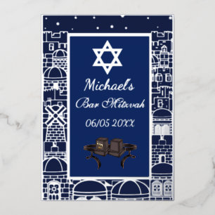 Happy Bar Mitzvah Jerusalem Kotel Tefillin Silver