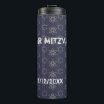 Happy Bar Mitzvah! Thermal Tumbler<br><div class="desc">Happy Bar Mitzvah! 20XX Birthday Decoration. Navy Blue pattern with Israel Stars. Modern Design</div>